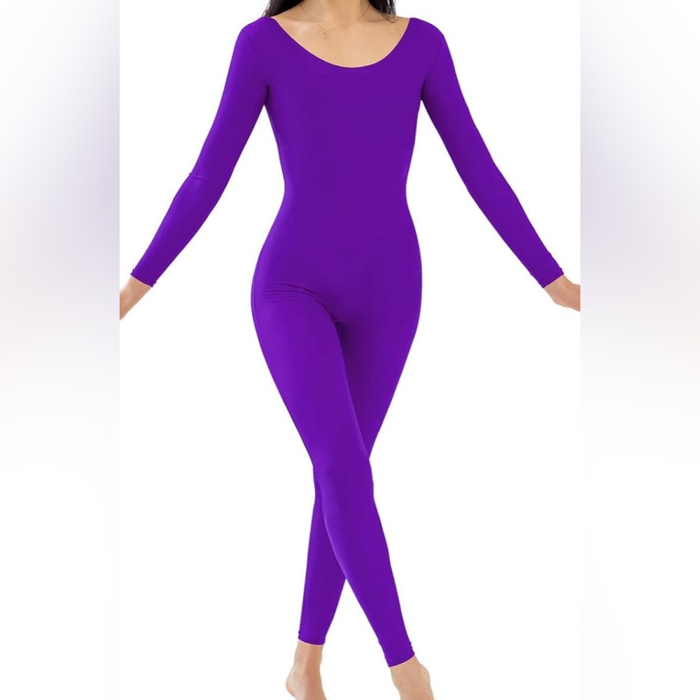 Kepblom Women's Long Sleeve Scoop Neck Unitard Spandex Bodysuit